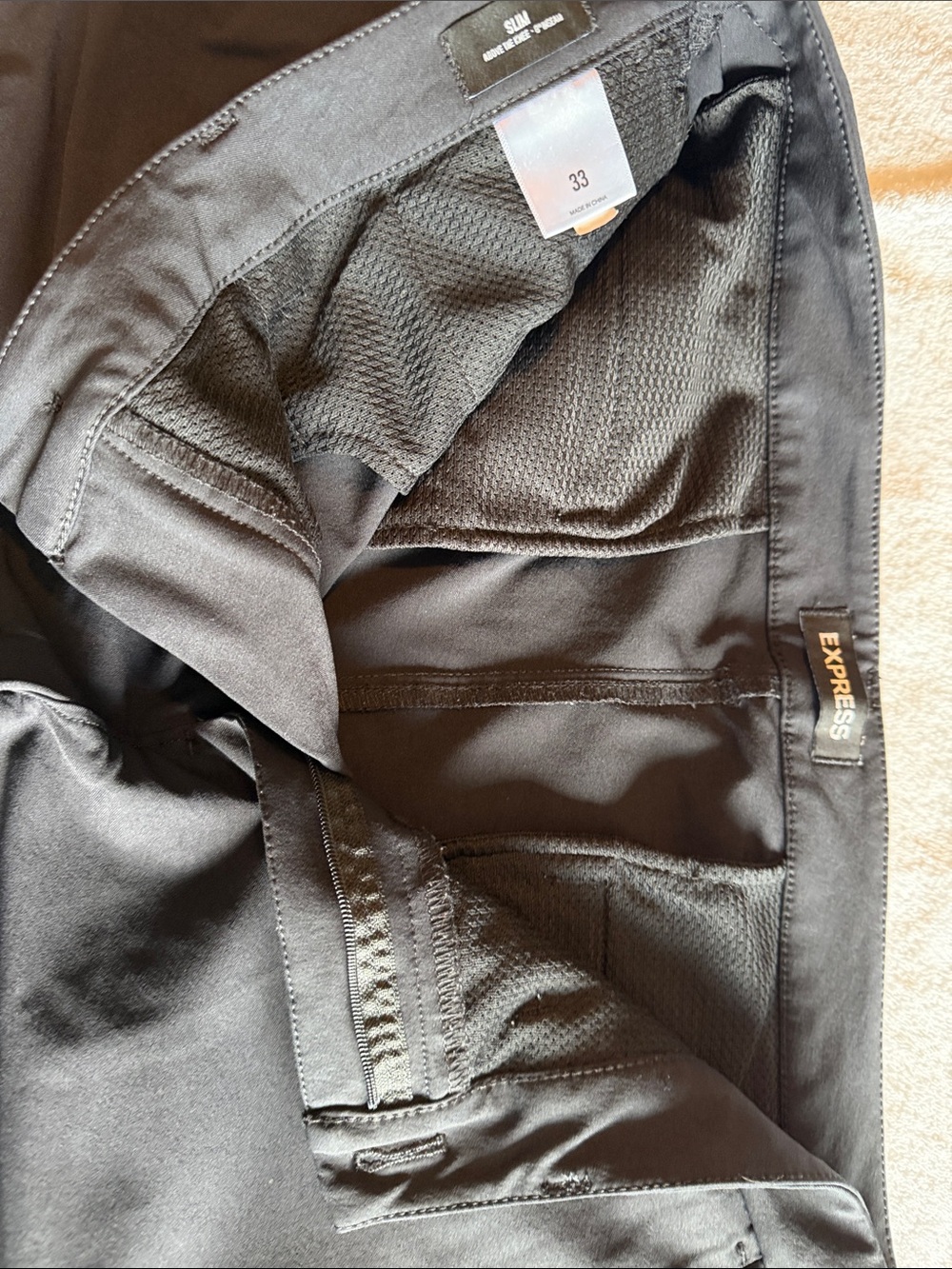 Express Men's Black Flat-Front Performance Shorts - Picture 3 of 3